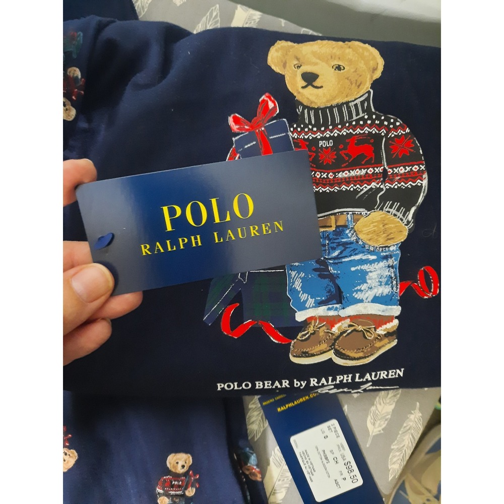 Polo Ralph Lauren Mens Polo Bear Pajama Set Navy Blue Holiday Sleepwear NEW Med - Picture 3 of 7
